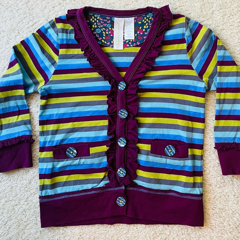 Matilda Jane paint by numbers Striped Ruffle Cardigan with pockets